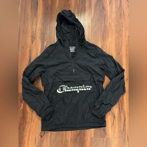Champion Women’s Retro Black Hooded Pullover Windbreaker